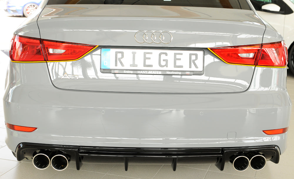 Rieger 00088158 Audi 8V A3 Rear Diffuser for Twin Tailpipe Left & Right - Glossy Black