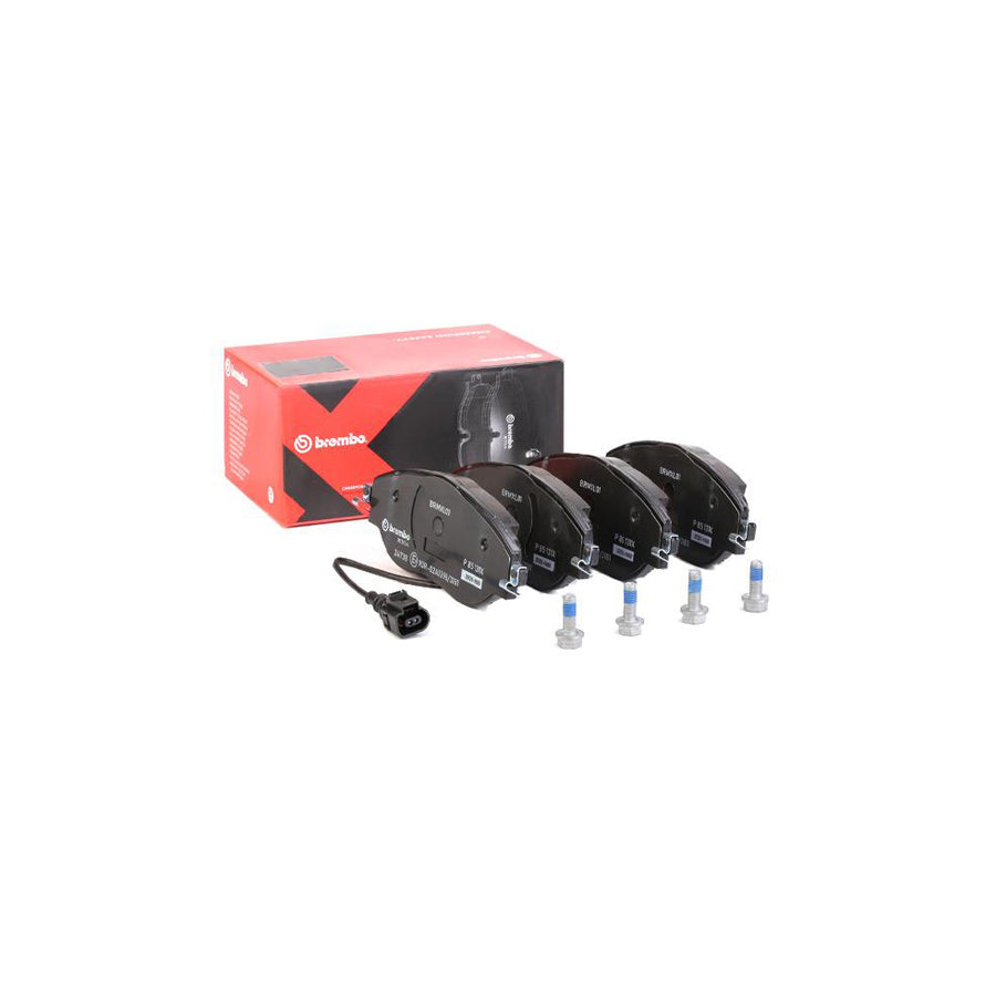 Brembo P 85 131X Brake Pad Set With Anti Squeak Plate With Brake Caliper Screws