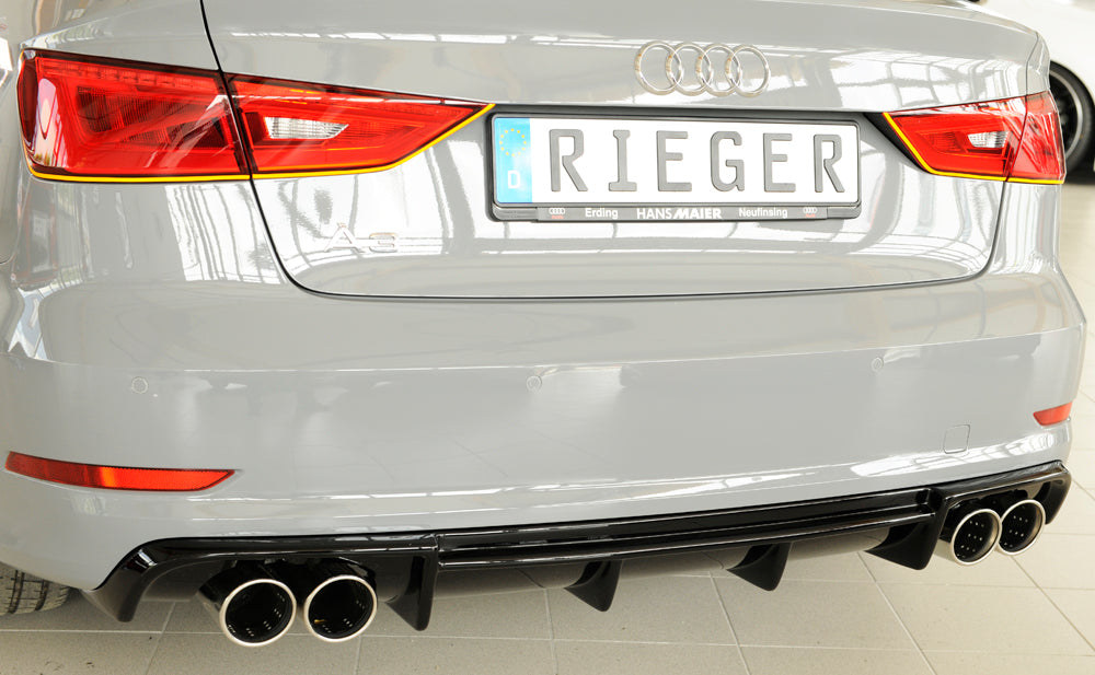 Rieger 00088158 Audi 8V A3 Rear Diffuser for Twin Tailpipe Left & Right - Glossy Black