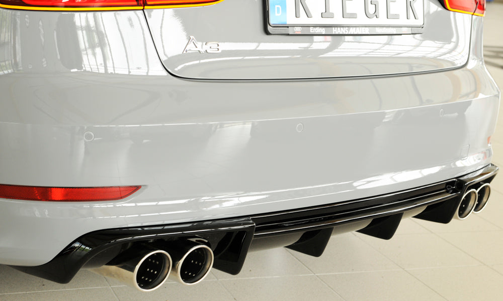 Rieger 00088158 Audi 8V A3 Rear Diffuser for Twin Tailpipe Left & Right - Glossy Black