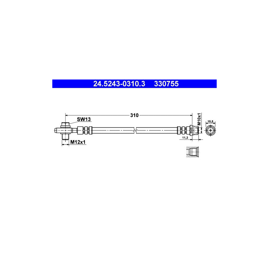 ATE 24 5243 0310 3 Brake Hose 310Mm M10X1