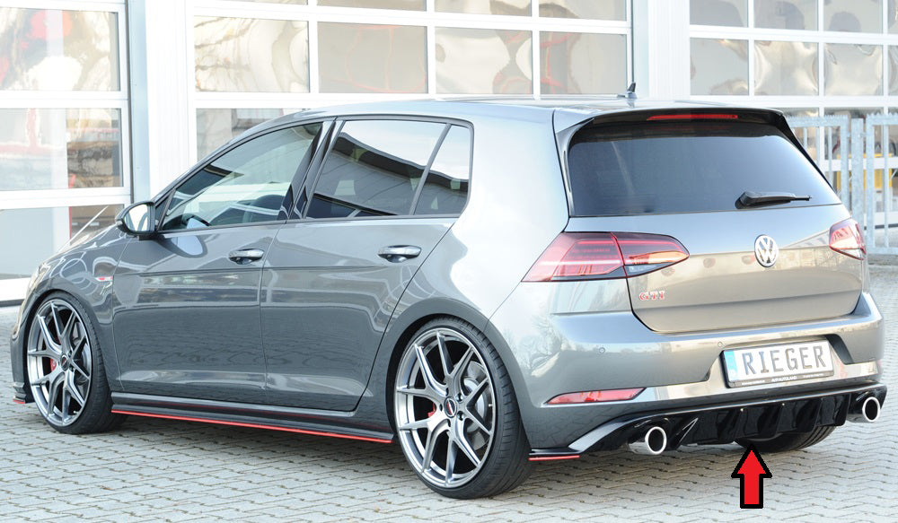 Rieger 00088160 VW Mk7 Golf GTI Rear Diffuser for Original Tailpipe Left & RIght - Glossy Black