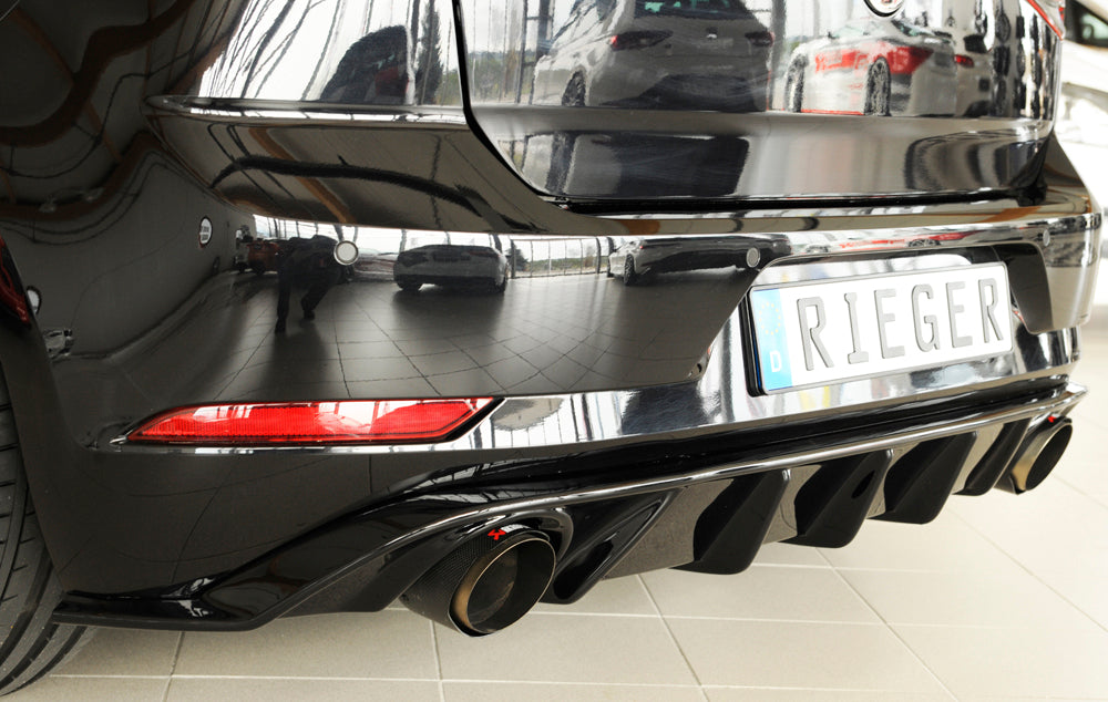 Rieger 00088160 VW Mk7 Golf GTI Rear Diffuser for Original Tailpipe Left & RIght - Glossy Black