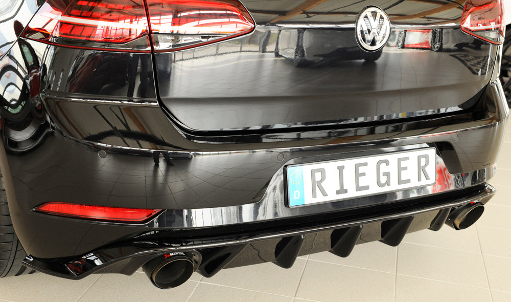 Rieger 00088160 VW Mk7 Golf GTI Rear Diffuser for Original Tailpipe Left & RIght - Glossy Black