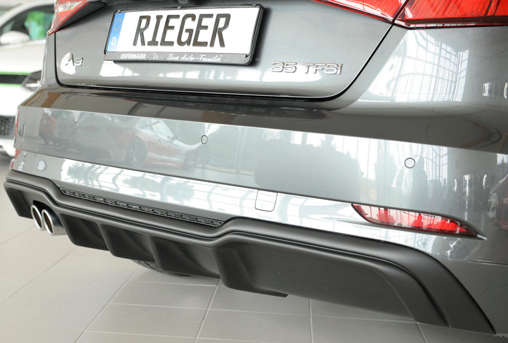 Rieger 00056820 Audi 8V A3 Rear Diffuser for Twin Tailpipe Left - Matte Black