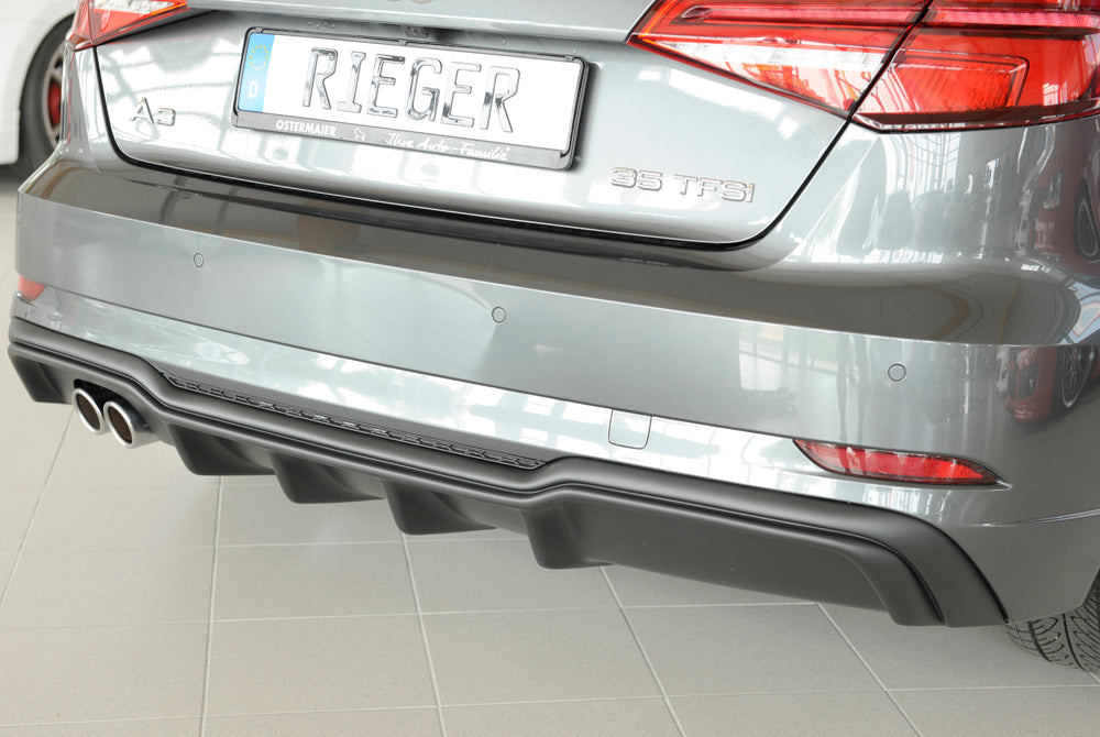 Rieger 00056820 Audi 8V A3 Rear Diffuser for Twin Tailpipe Left - Matte Black