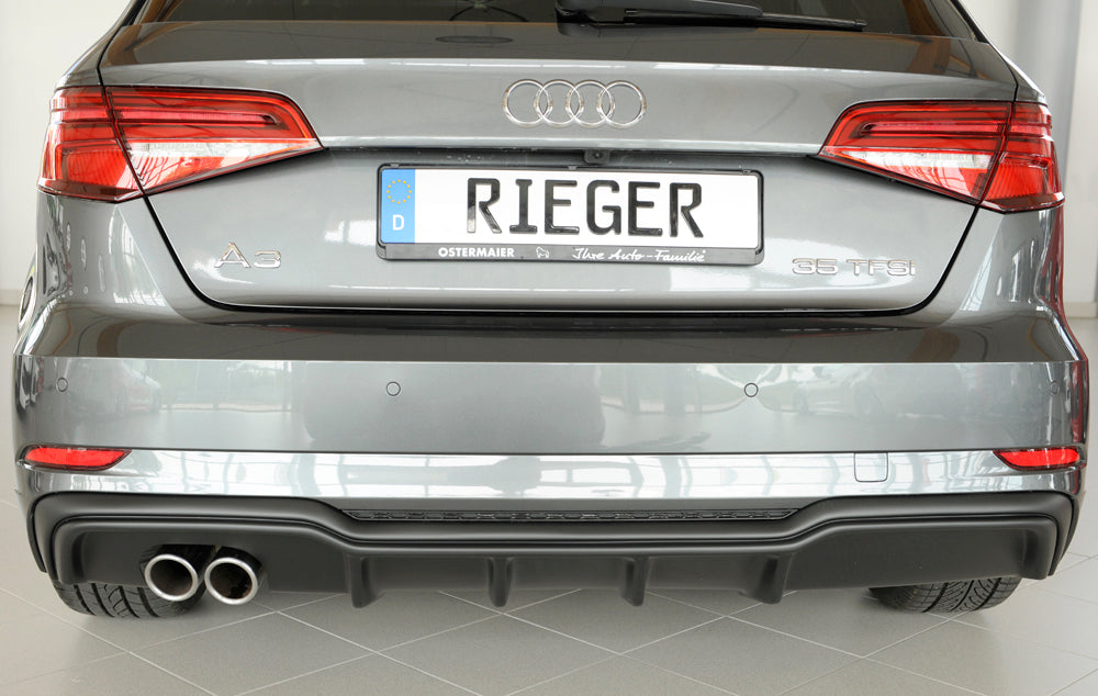 Rieger 00056820 Audi 8V A3 Rear Diffuser for Twin Tailpipe Left - Matte Black