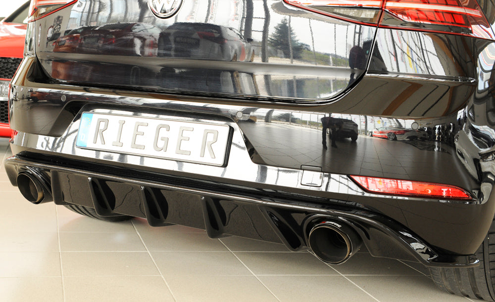 Rieger 00088160 VW Mk7 Golf GTI Rear Diffuser for Original Tailpipe Left & RIght - Glossy Black