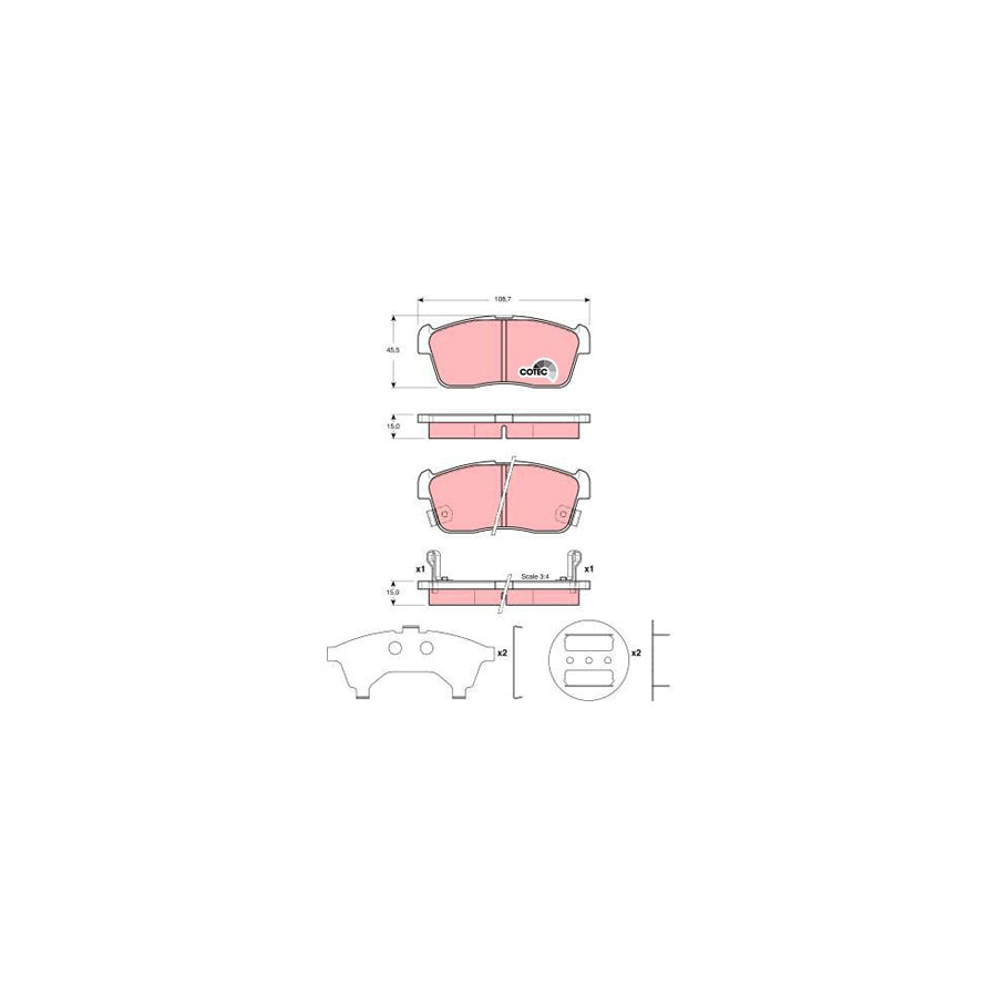 TRW Cotec Gdb3236 Brake Pad Set With Acoustic Wear Warning