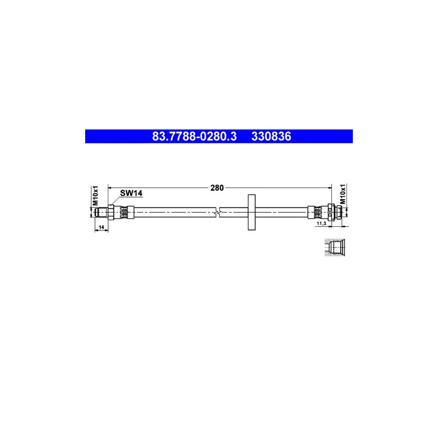 ATE 83 7788 0280 3 Brake Hose for FORD MONDEO 280Mm M10X1
