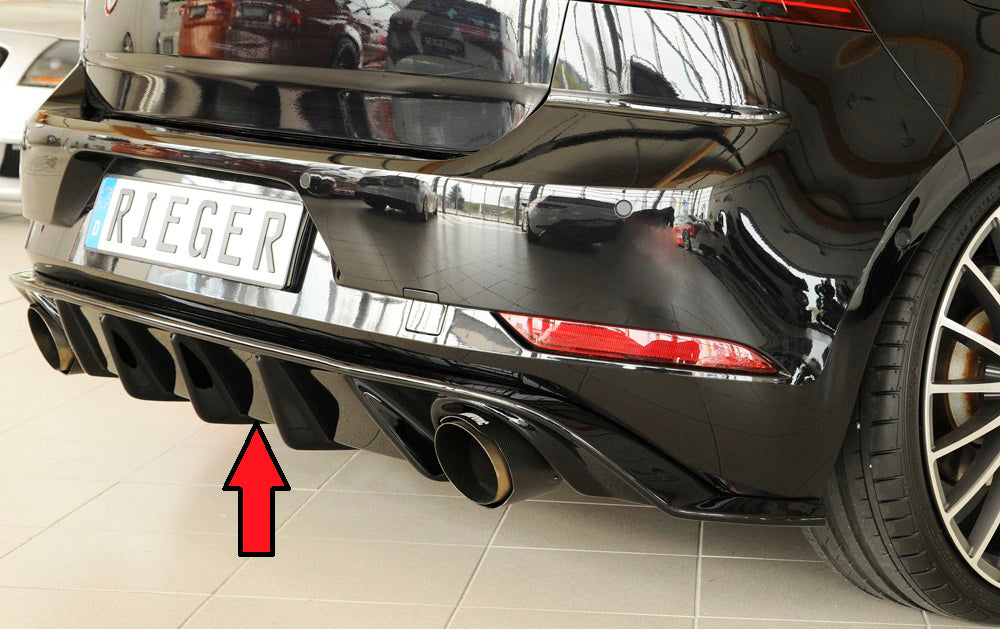 Rieger 00088160 VW Mk7 Golf GTI Rear Diffuser for Original Tailpipe Left & RIght - Glossy Black