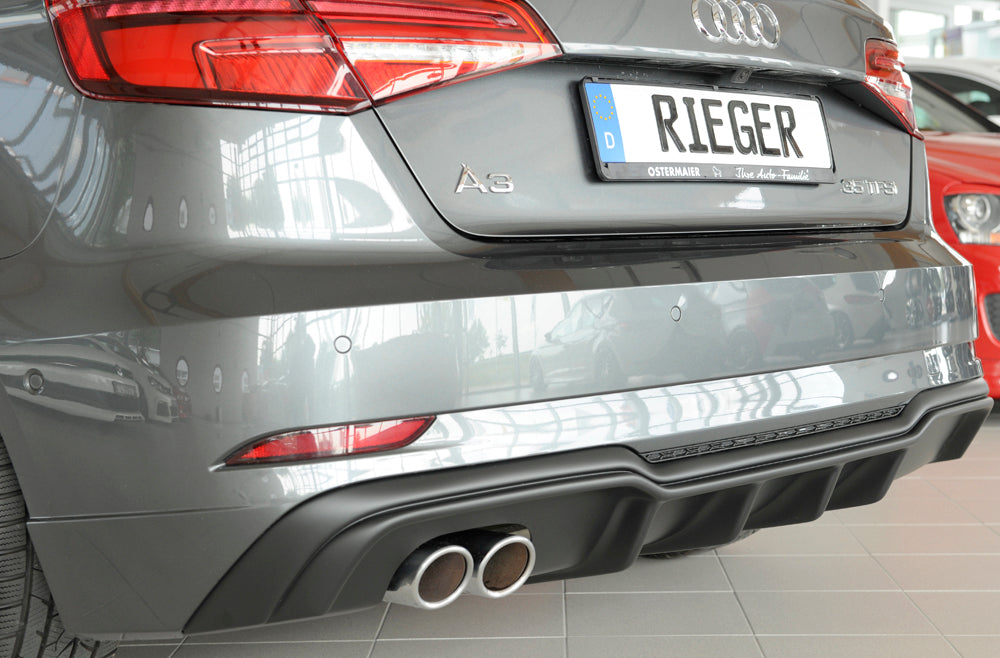 Rieger 00056820 Audi 8V A3 Rear Diffuser for Twin Tailpipe Left - Matte Black