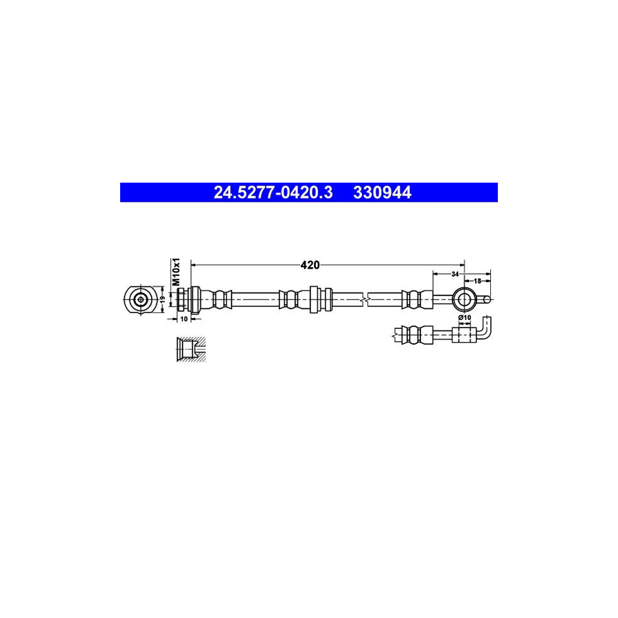 ATE 24 5277 0420 3 Brake Hose 420Mm M10X1