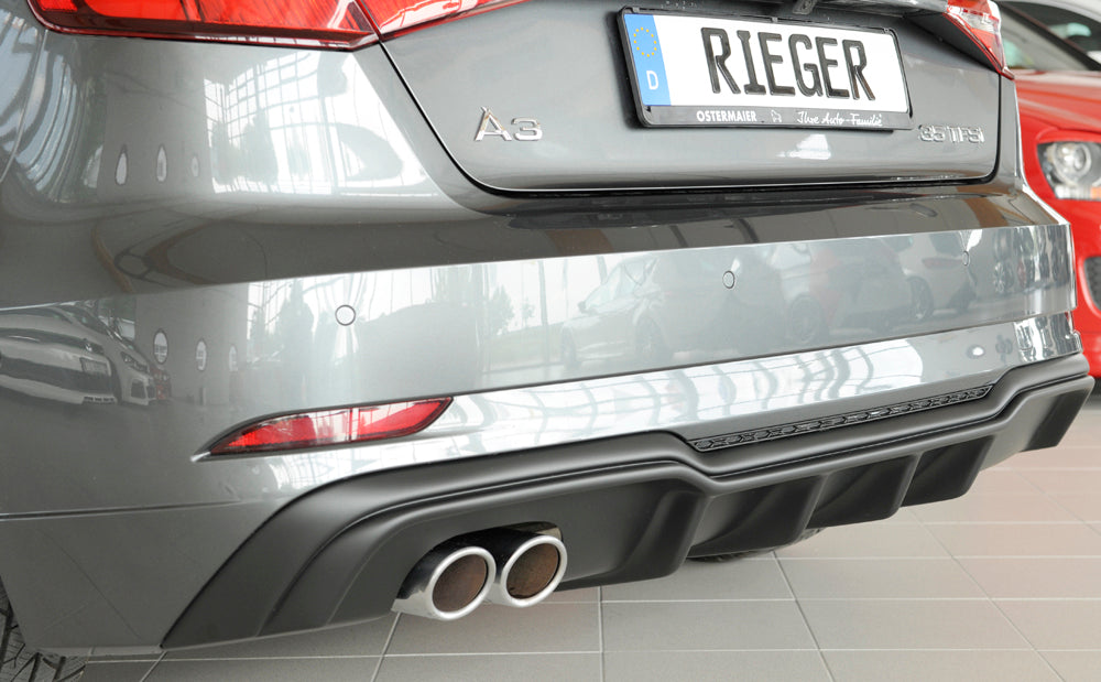 Rieger 00056820 Audi 8V A3 Rear Diffuser for Twin Tailpipe Left - Matte Black