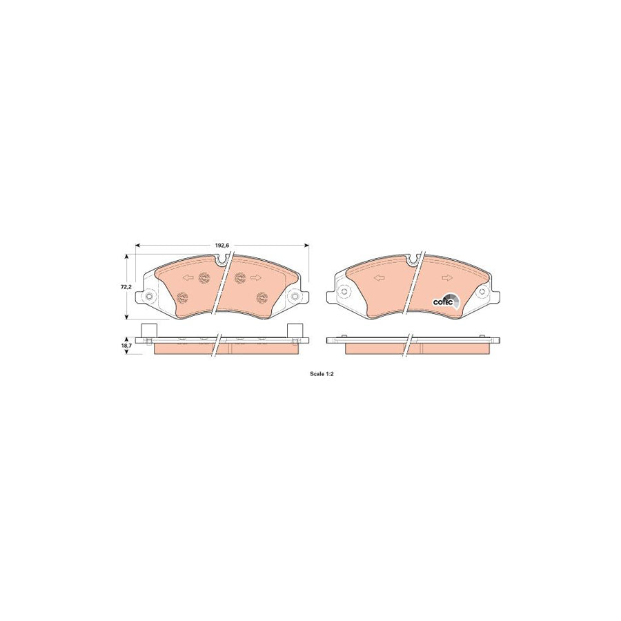 TRW Cotec Gdb1898 Brake Pad Set Prepared For Wear Indicator With Brake Caliper Screws With Accessories
