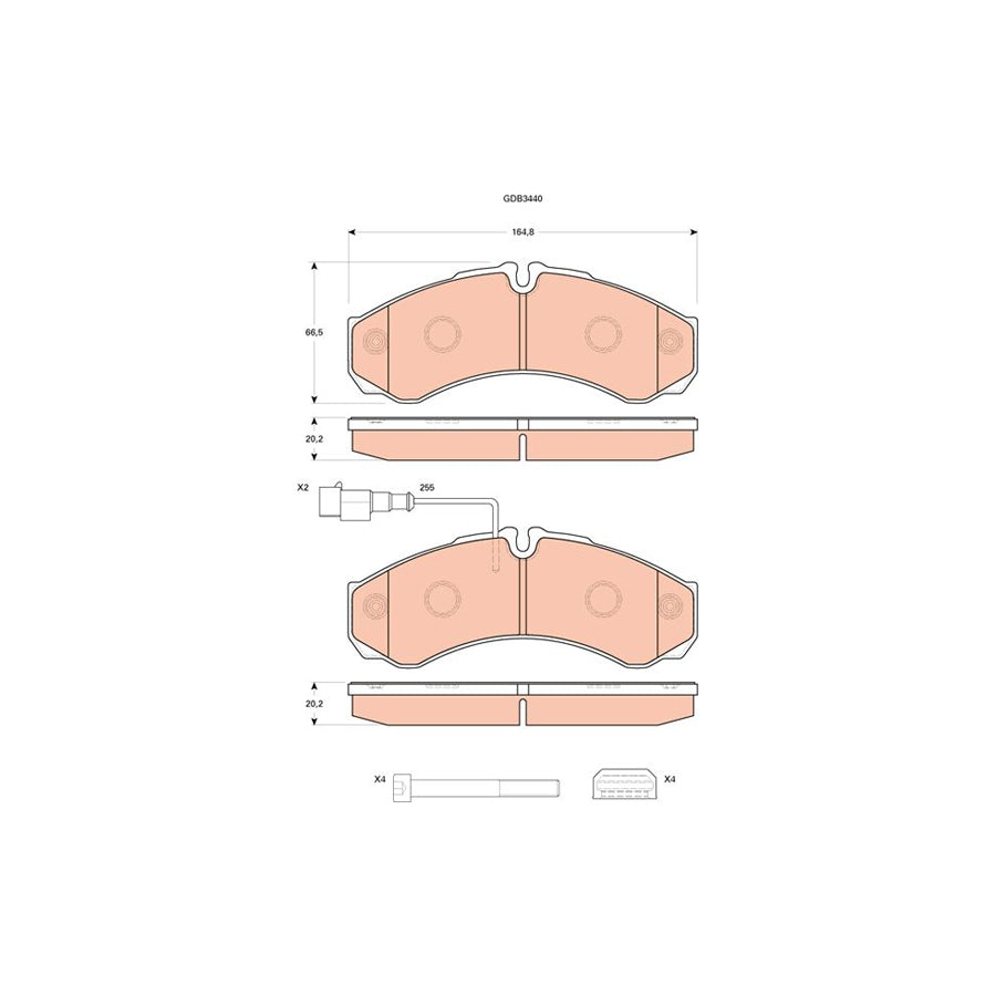 TRW Gdb3440 Brake Pad Set Prepared For Wear Indicator With Brake Caliper Screws With Accessories