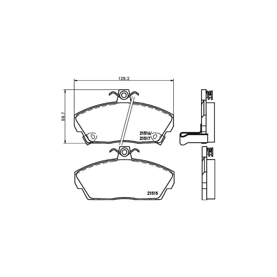 Hella 8DB 355 018 031 Brake Pad Set With Acoustic Wear Warning With Brake Caliper Screws