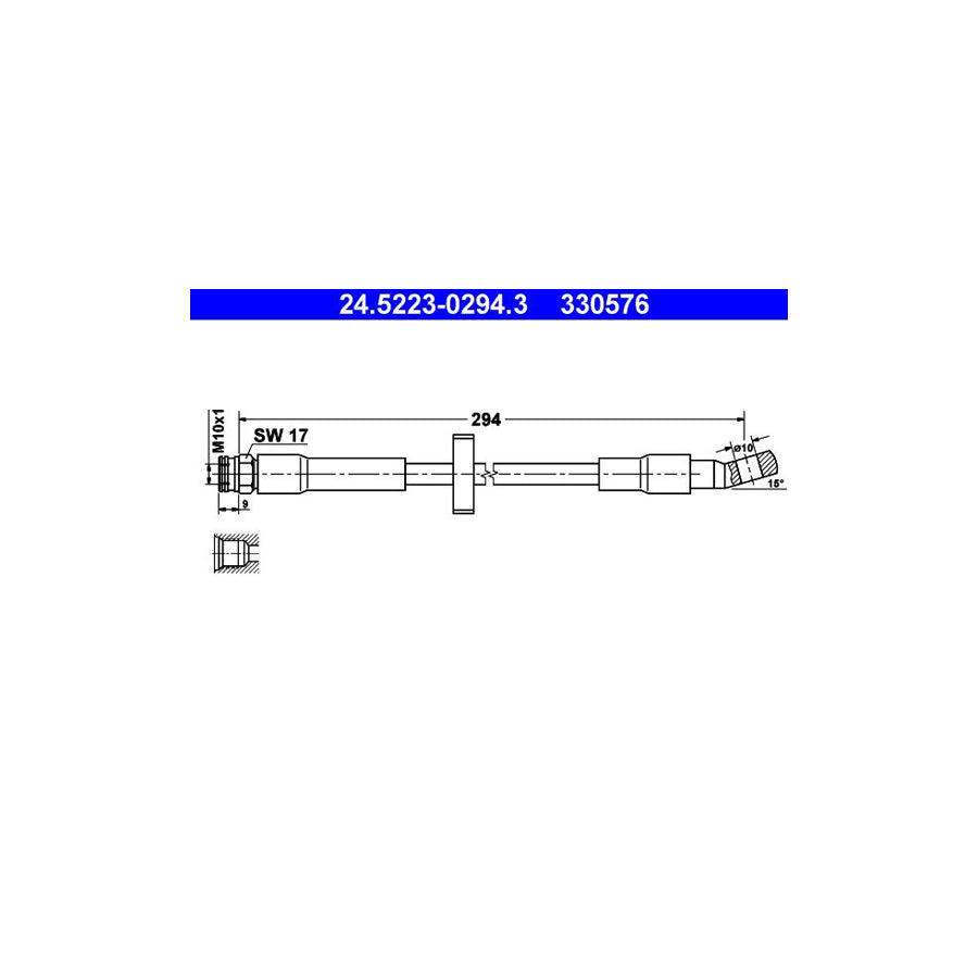 ATE 24 5223 0294 3 Brake Hose 294Mm M10X1