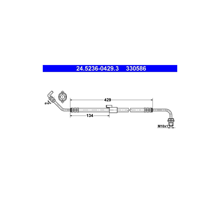 ATE 24 5236 0429 3 Brake Hose for FORD TRANSIT 429Mm M10X1