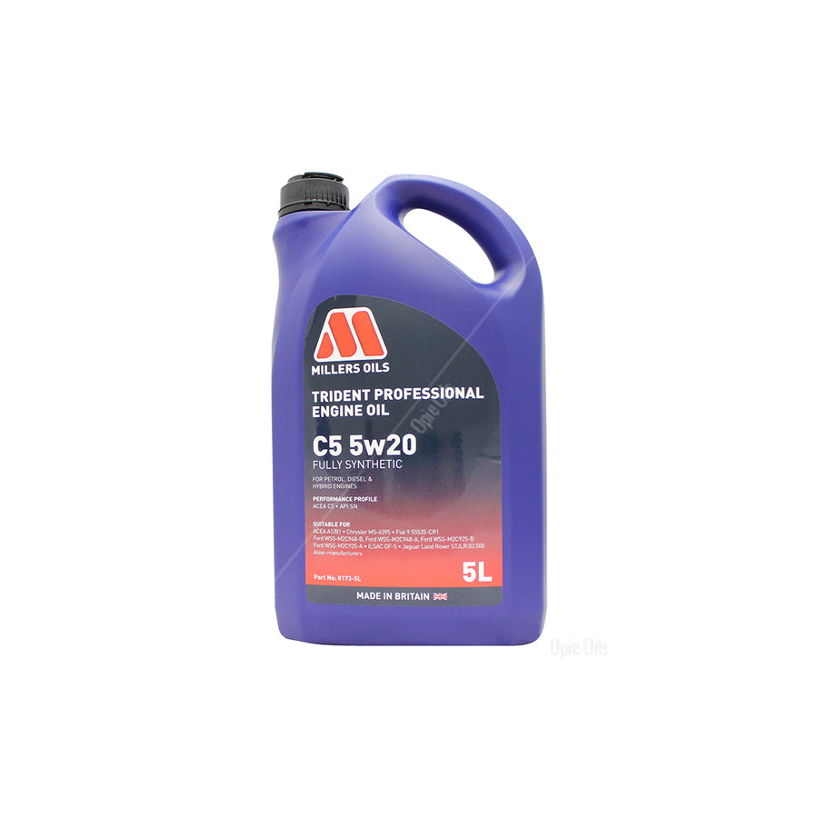 Millers Oils Trident Professional C5 5W-20 Fully Synthetic Engine Oil 5l