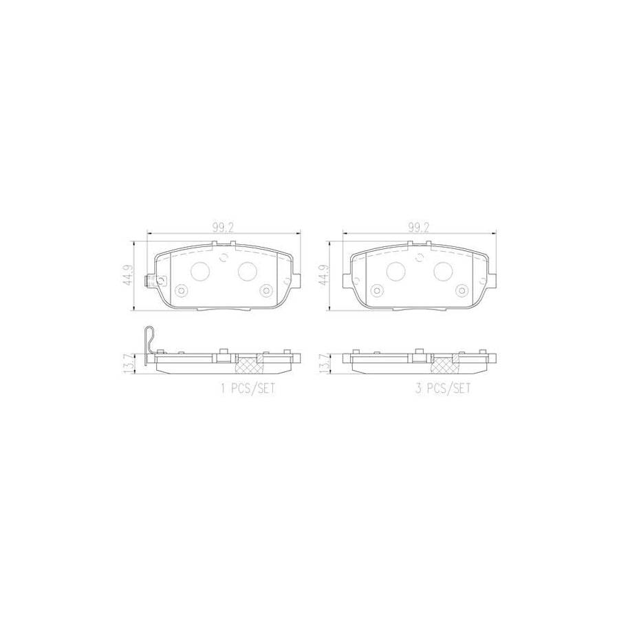 Brembo P49044N Brake Pad Set With Acoustic Wear Warning With Anti Squeak Plate