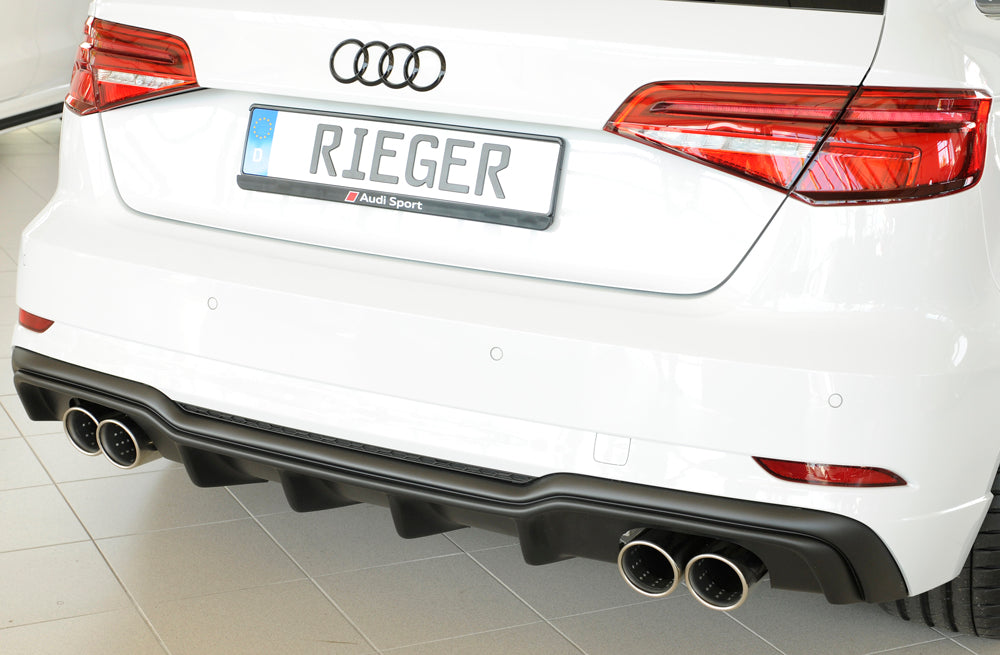 Rieger 00056822 Audi 8V A3 Rear Diffuser for Twin Tailpipe Left & Right - Matte Black