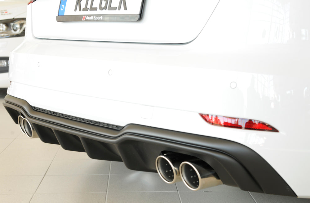 Rieger 00056822 Audi 8V A3 Rear Diffuser for Twin Tailpipe Left & Right - Matte Black