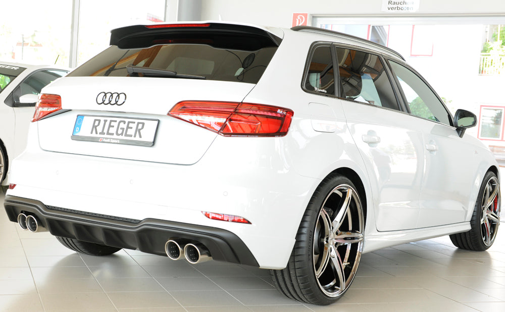 Rieger 00056822 Audi 8V A3 Rear Diffuser for Twin Tailpipe Left & Right - Matte Black