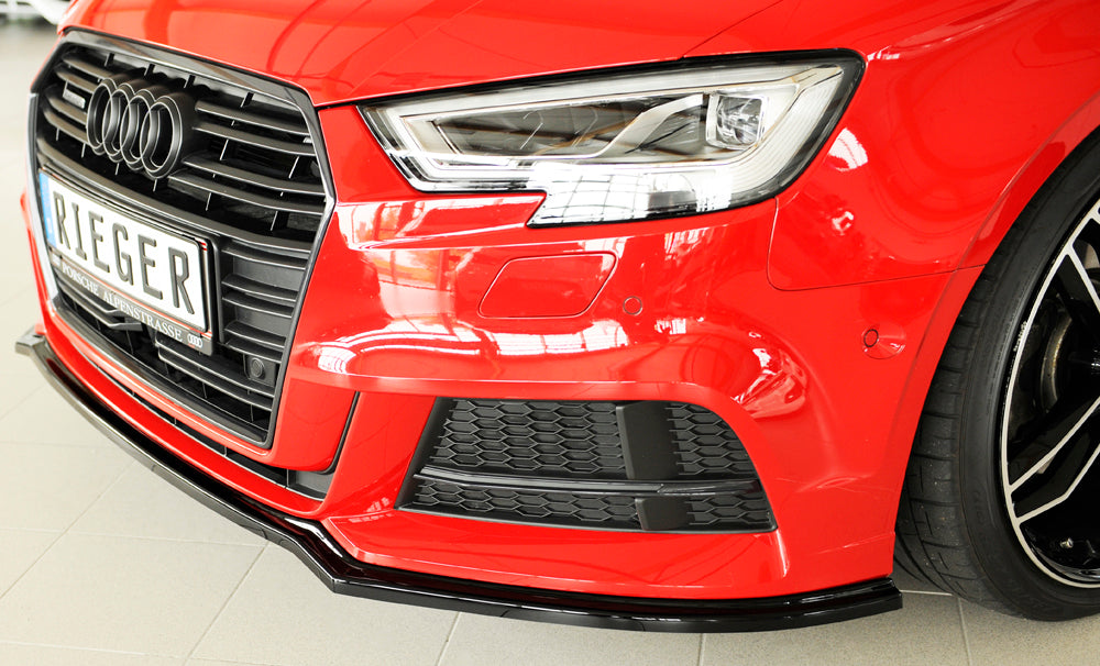 Rieger 00088162 Audi 8V Front Splitter (A3 & S3) - Glossy Black