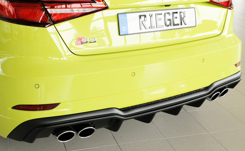 Rieger 00056821 Audi 8V S3 Rear Diffuser for Original Twin Tailpipe Left & Right - Matte Black