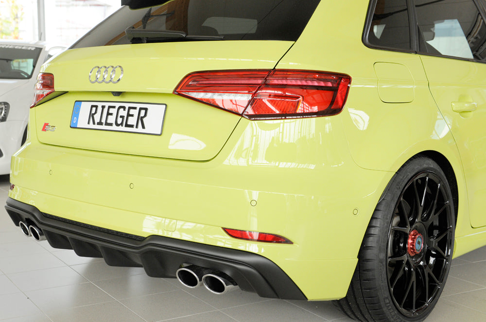 Rieger 00056821 Audi 8V S3 Rear Diffuser for Original Twin Tailpipe Left & Right - Matte Black