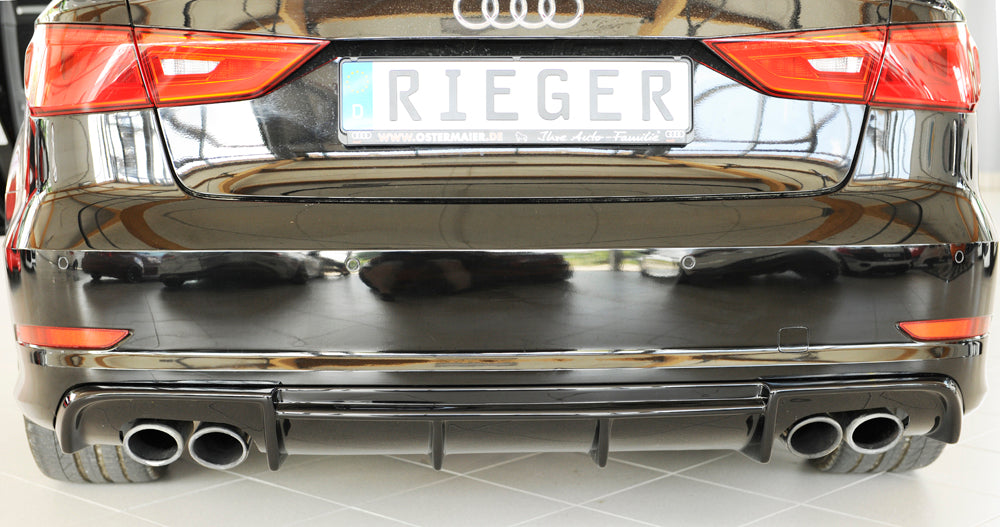 Rieger 00088164 Audi 8V S3 Rear Diffuser for Original Twin Tailpipe Left & Right - Glossy Black