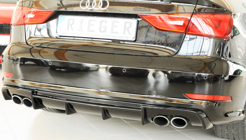Rieger 00088164 Audi 8V S3 Rear Diffuser for Original Twin Tailpipe Left & Right - Glossy Black