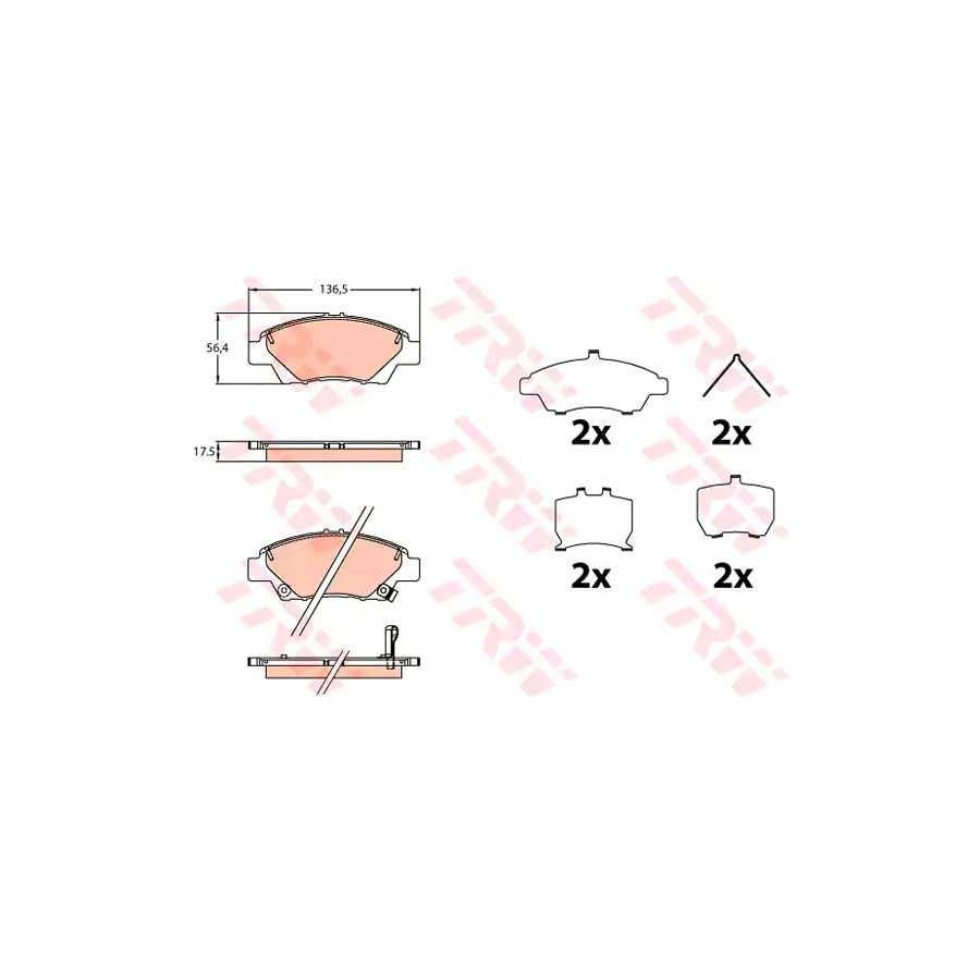 TRW Gdb3643 Brake Pad Set For Honda Jazz Hatchback Gk With Acoustic Wear Warning With Accessories
