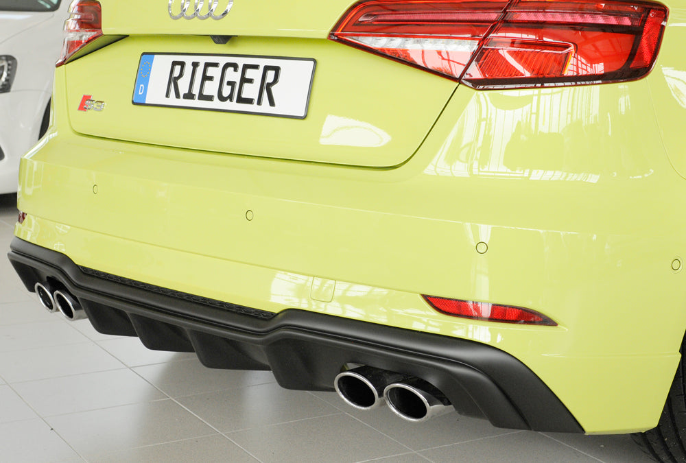 Rieger 00056821 Audi 8V S3 Rear Diffuser for Original Twin Tailpipe Left & Right - Matte Black