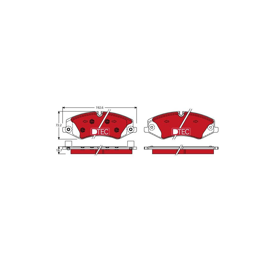TRW Dtec Cotec Gdb1898Dte Brake Pad Set Prepared For Wear Indicator With Brake Caliper Screws With Accessories