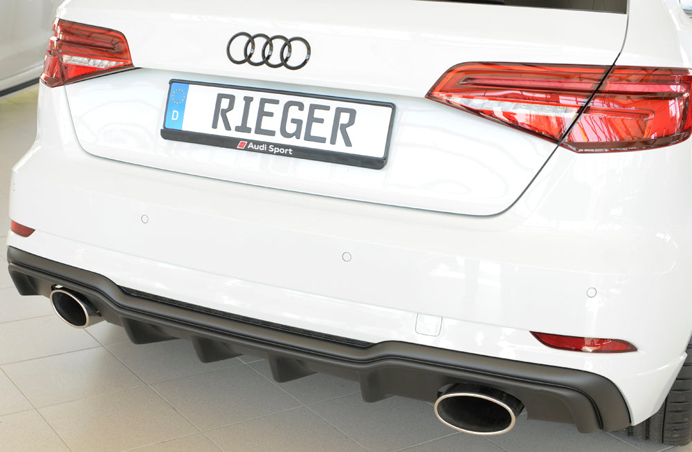 Rieger 00056823 Audi 8V Rear Diffuser for Sport Tailpipe Left & Right (A3 & S3) - Matte Black