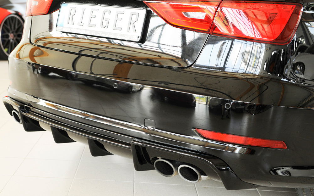 Rieger 00088164 Audi 8V S3 Rear Diffuser for Original Twin Tailpipe Left & Right - Glossy Black