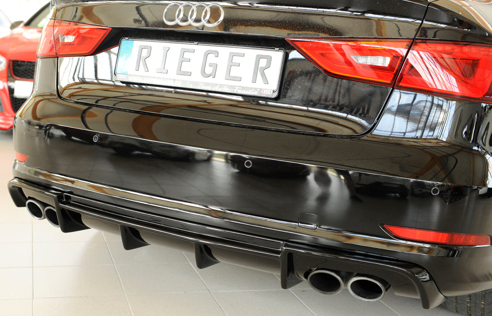 Rieger 00088164 Audi 8V S3 Rear Diffuser for Original Twin Tailpipe Left & Right - Glossy Black