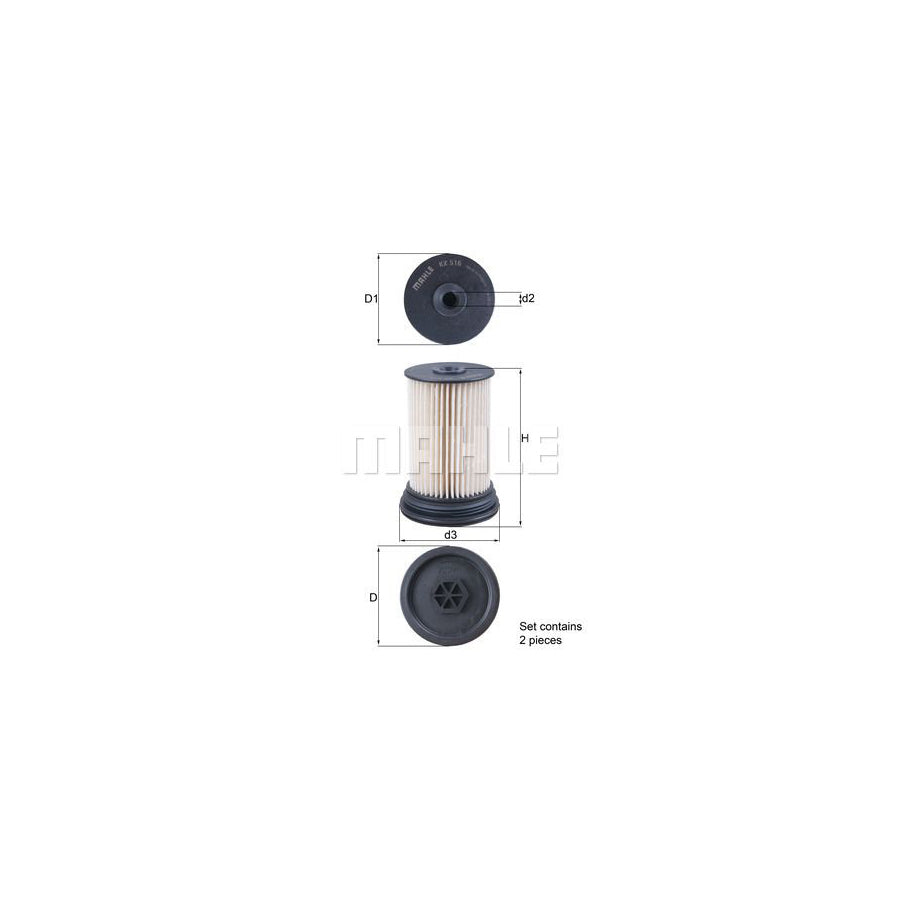 MAHLE ORIGINAL KX 516/S Fuel filter Filter Insert