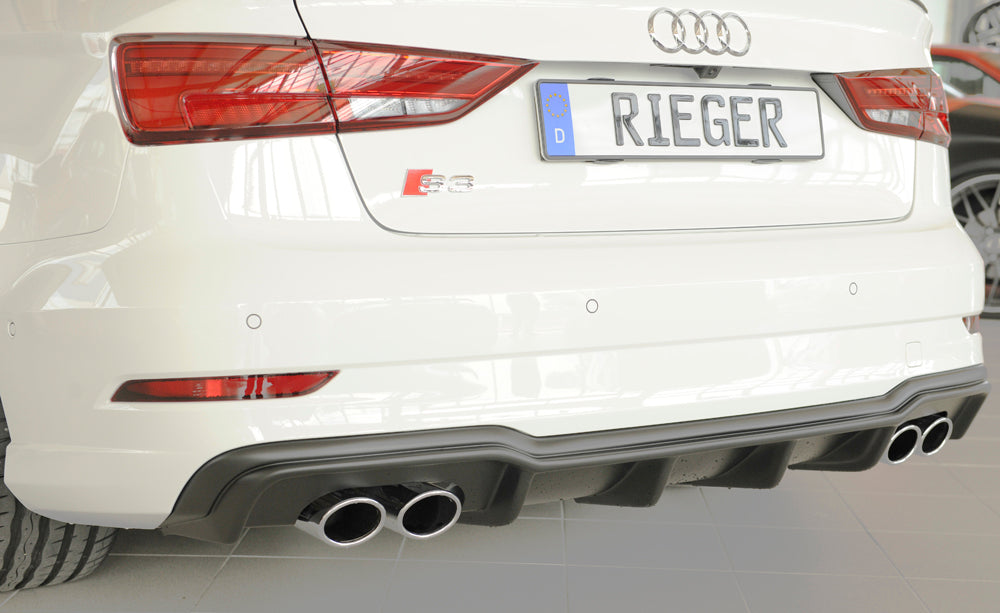 Rieger 00056825 Audi 8V S3 Rear Diffuser for Original Twin Tailpipe Left & Right - Matte Black