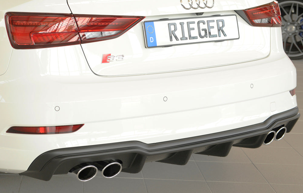 Rieger 00056825 Audi 8V S3 Rear Diffuser for Original Twin Tailpipe Left & Right - Matte Black