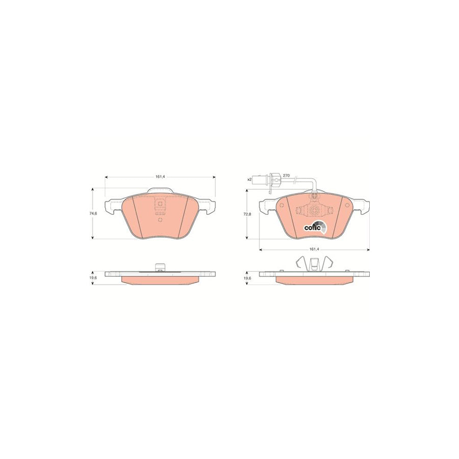 TRW Cotec Gdb1460 Brake Pad Set Incl Wear Warning Contact