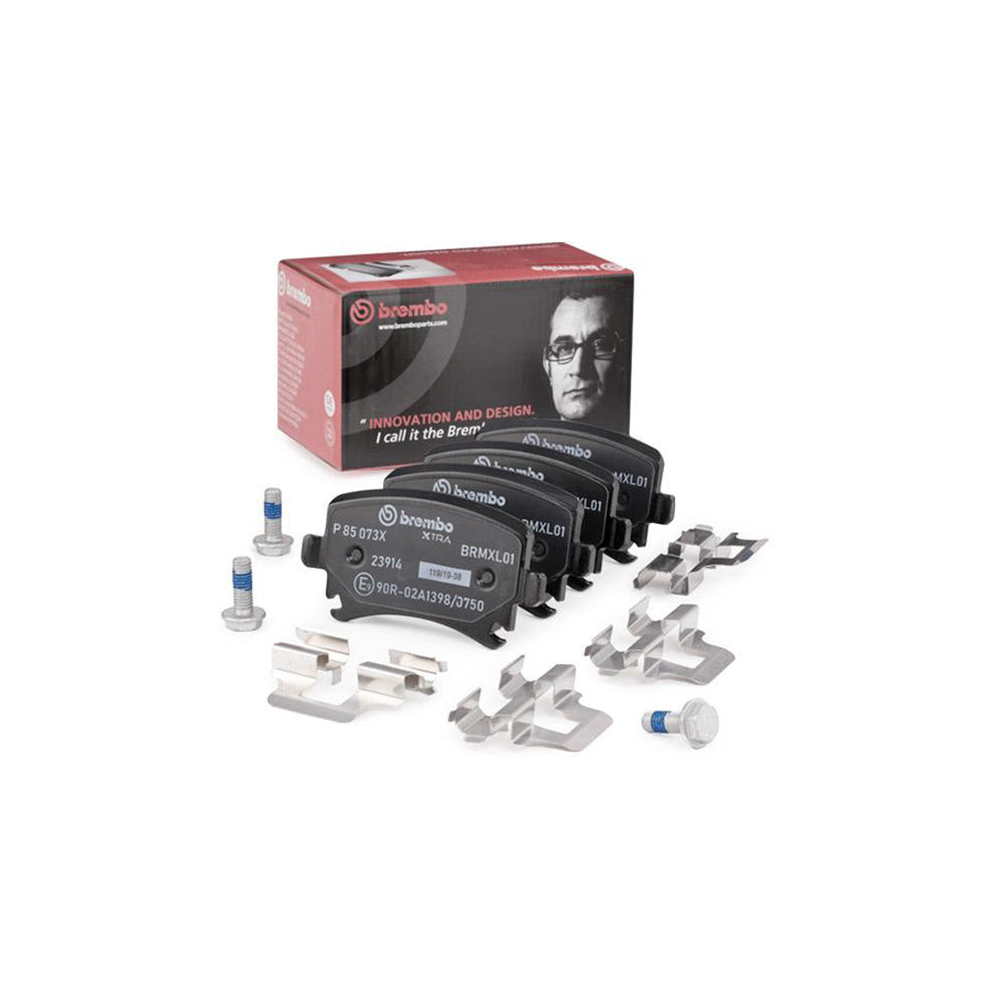Brembo P 85 073X Brake Pad Set Prepared For Wear Indicator With Brake Caliper Screws