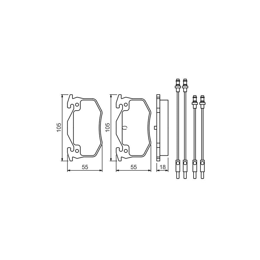 Bosch 0986466350 Brake Pad Set Incl Wear Warning Contact BP683