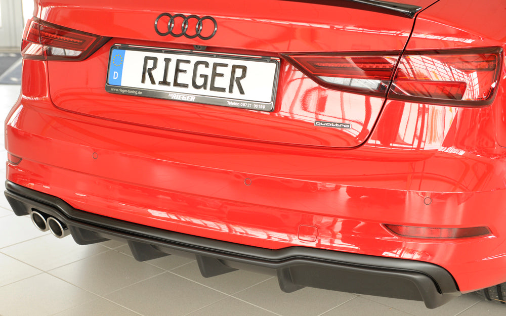 Rieger 00056824 Audi 8V A3 Rear Diffuser for Twin Tailpipe Left - Matte Black