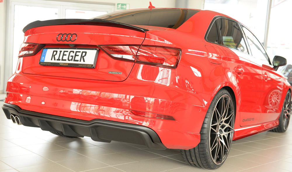 Rieger 00056824 Audi 8V A3 Rear Diffuser for Twin Tailpipe Left - Matte Black