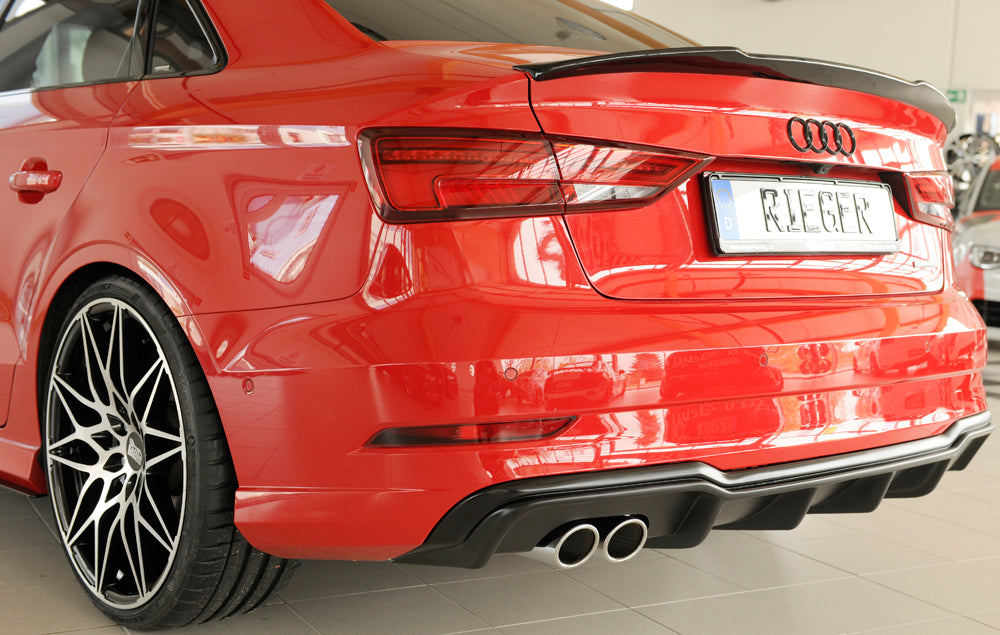 Rieger 00056824 Audi 8V A3 Rear Diffuser for Twin Tailpipe Left - Matte Black