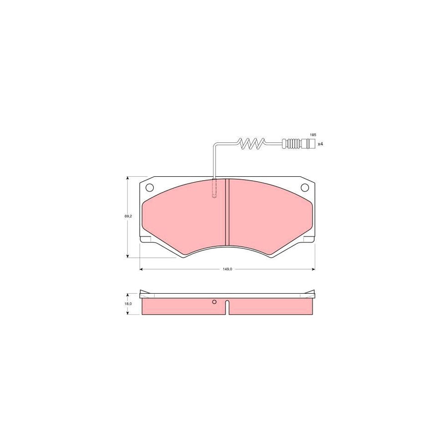 TRW Gdb1067 Brake Pad Set Incl Wear Warning Contact