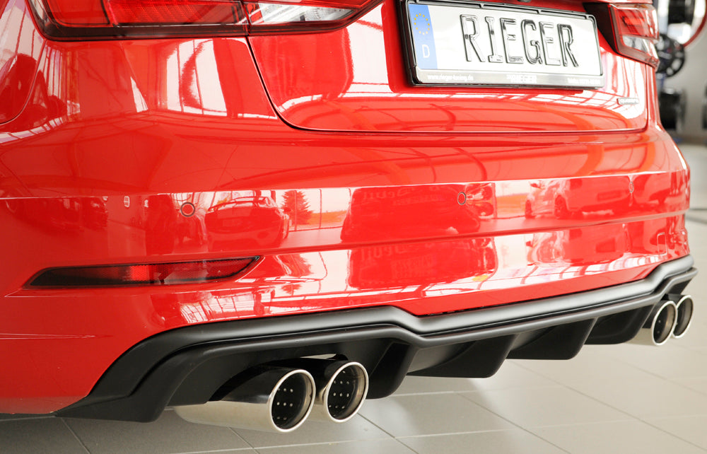 Rieger 00056826 Audi 8V A3 Rear Diffuser for Sport Tailpipe Left & Right - Matte Black